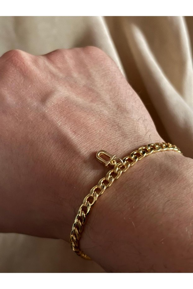 Steel Gourmet Bracelet with Gold Letter U
