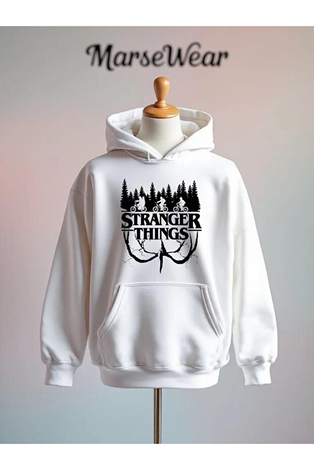 Stranger Things Printed Cotton 3 Thread O Oversized K Hooded Sweatshirt