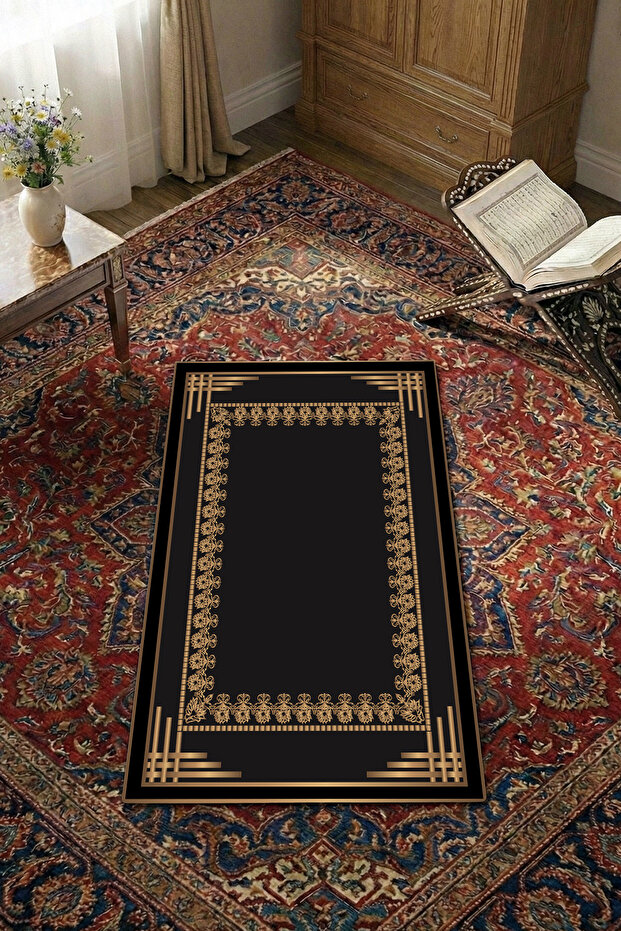 Non-Slip Sole Faux Fur Soft Prayer Rug 75x120 cm Stain Resistant Cushioned Prayer Mat