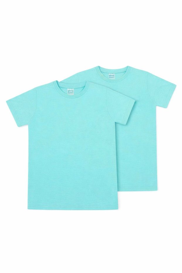 Unisex Children's Crew Neck Short Sleeve Standard Fit 2-Pack Blue Color Children's T-Shirt