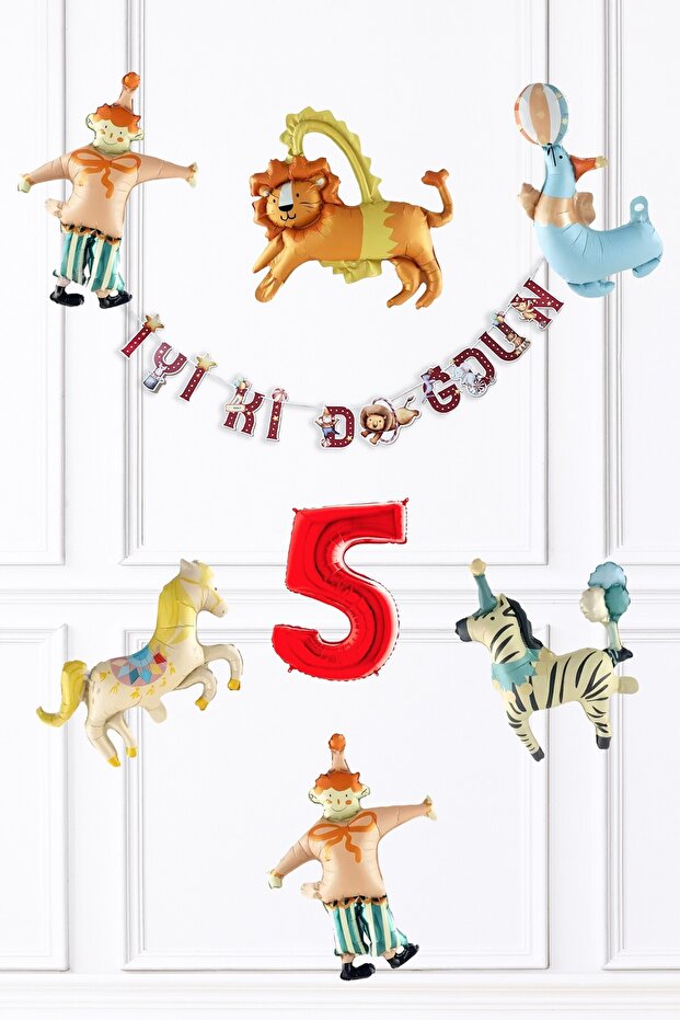 Circus Concept Birthday Balloon and Banner Set