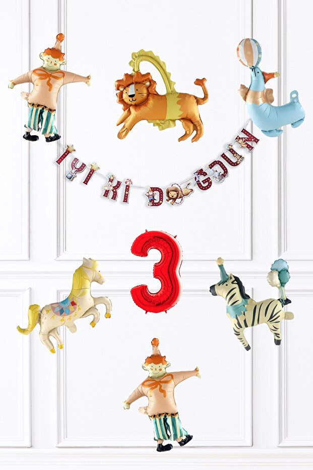 Circus Concept Birthday Balloon and Banner Set