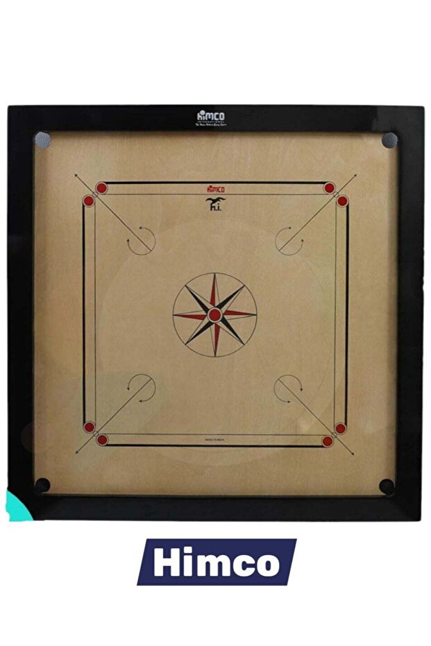 لوح كاروم خشبي مع 20 قطعة عملة ومجموعة أدوات الضرب - 36 × 36 × 2 بوصة