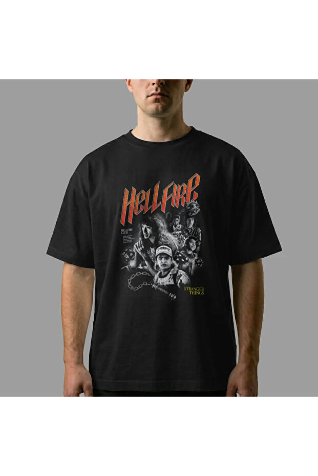 Stranger Things Hellfire Club Oversize Tişört - 6