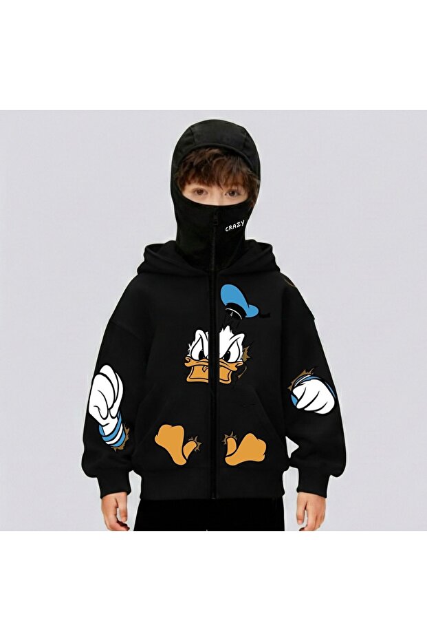 Snow Mask Ninja Unisex Zippered Sweatshirt Cardigan 3 Yarn Thick Zippered Duck