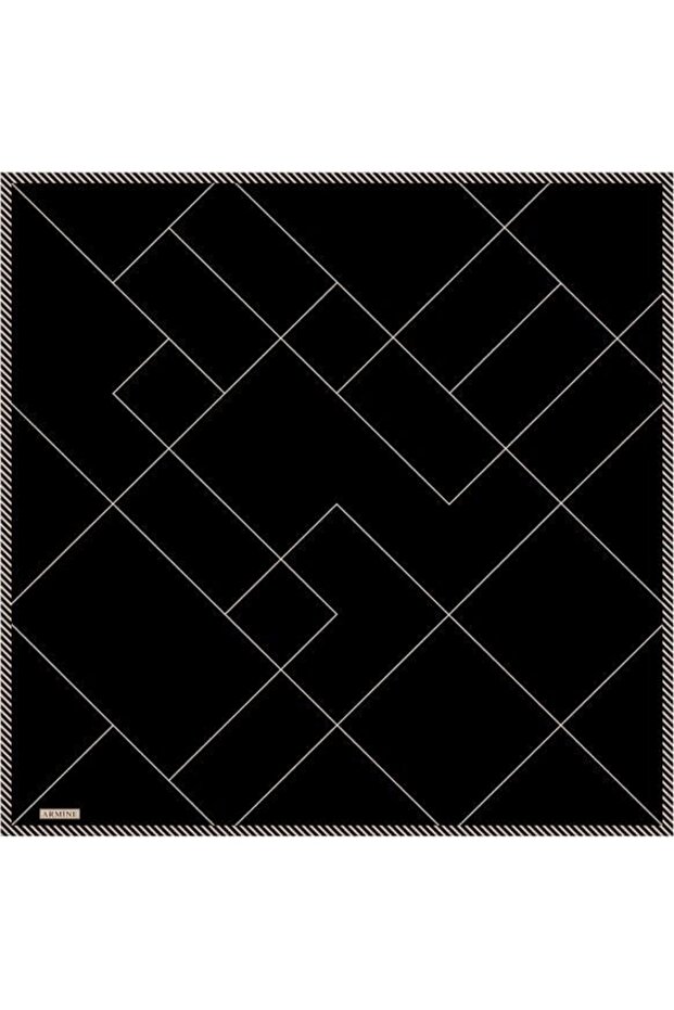 Nostalji Tivil İpek Eşarp IST 8655-06 Siyah-Beyaz Çizgili Desen - 2