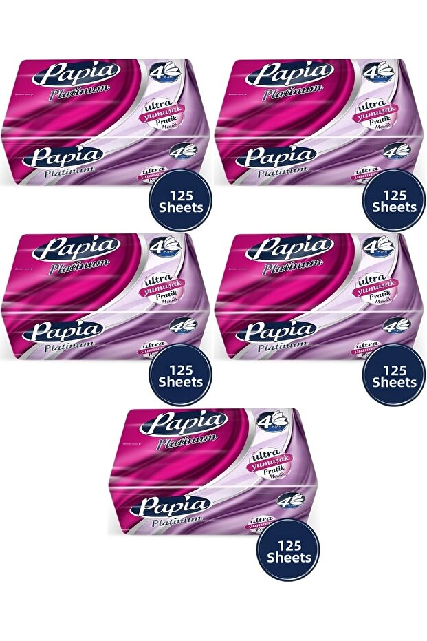 مناديل بلاتينيوم العملية 125 ورقة (4 طبقات) 625 ورقة (5 عبوات*125)