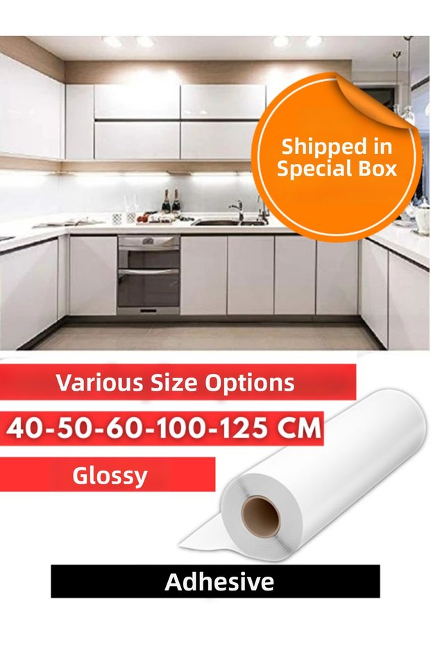 Glossy White Foil Adhesive - Size Options Cabinet Covering Foil