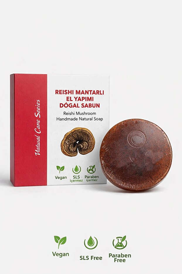 Handmade Natural Oval Soap with Reishi Mushroom - 100 Gr