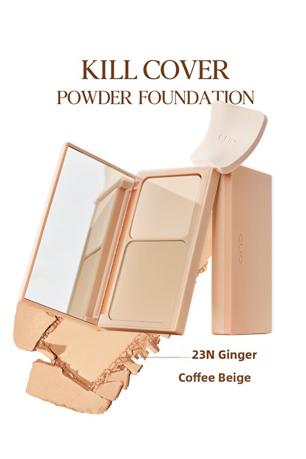 Clio Kill Cover Powder Foundation - Lightweight, Smooth and Matte Finish, Powder Foundation (23N Ginger)