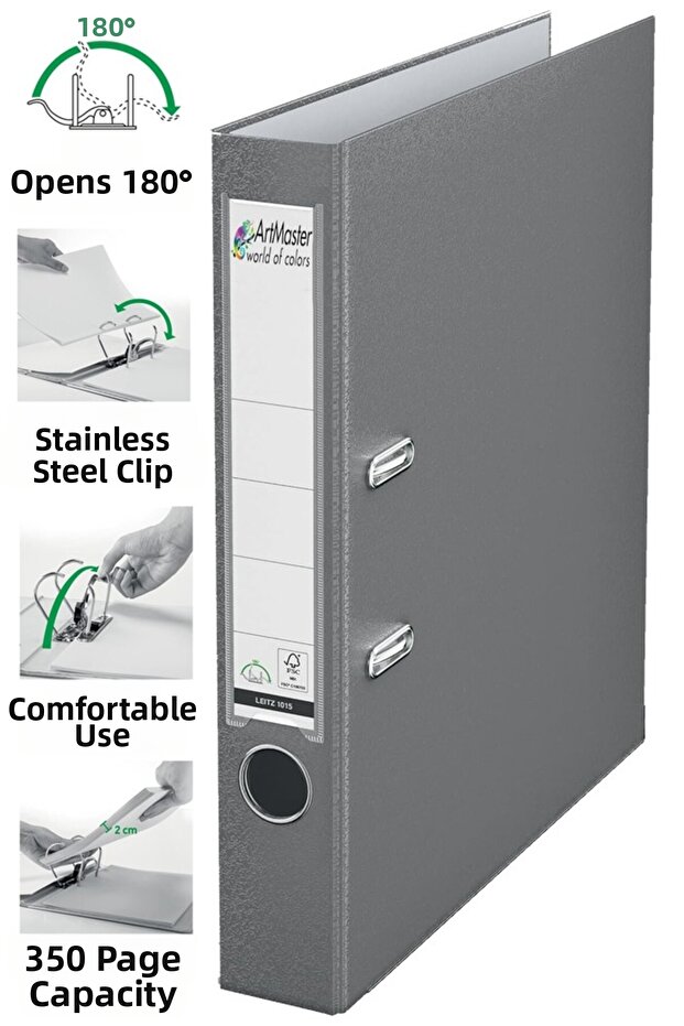 Office Folder Gray Narrow 1 Piece Plastic Narrow Gray Folder with Ring Stainless Steel Clip Office Office