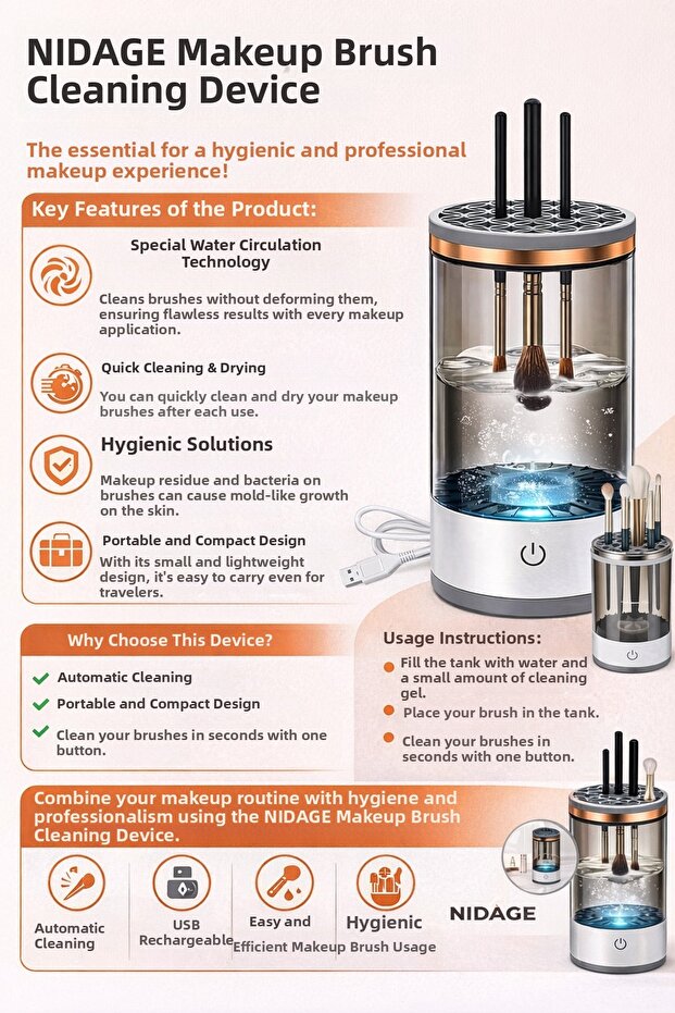 جهاز تنظيف فرش المكياج الأوتوماتيكي - 8