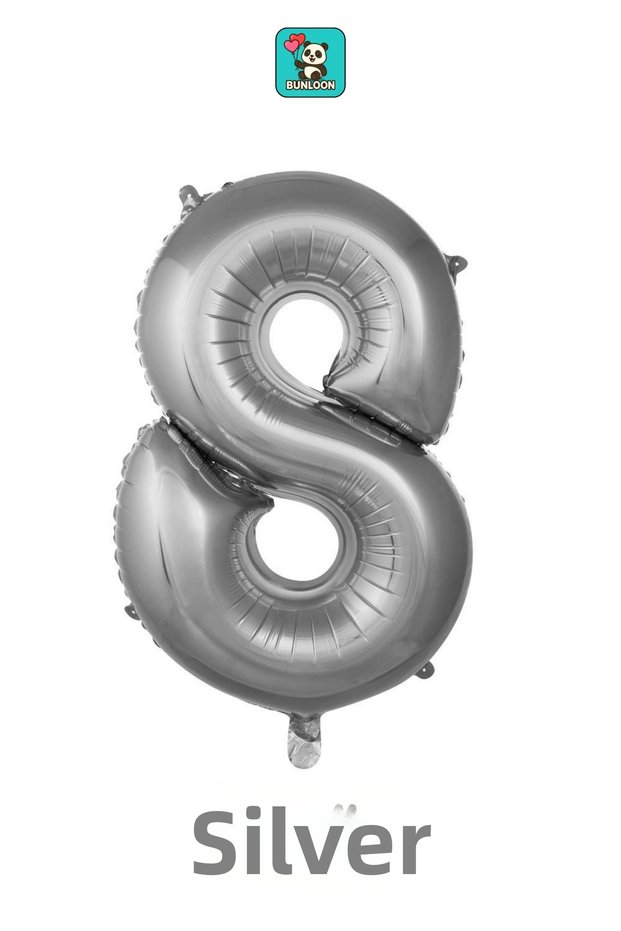 Silver Color 8 Number Foil Balloon 76 cm Birthday Party Decoration