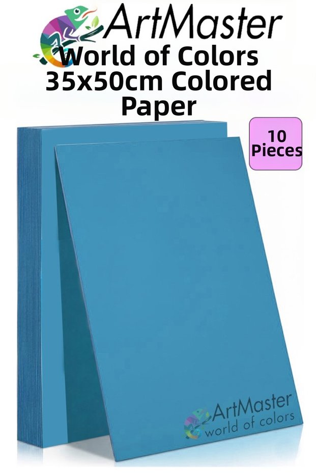 Blue Colored Cardboard 35X50 cm 10 Pieces 1 Pack Colorful Hard Cardboard 1.0 mm Kindergarten Hobby Activity School
