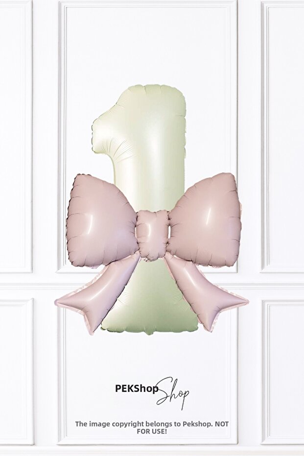 Pink Bow Balloon Cream Number Foil Balloon Age Balloon Set