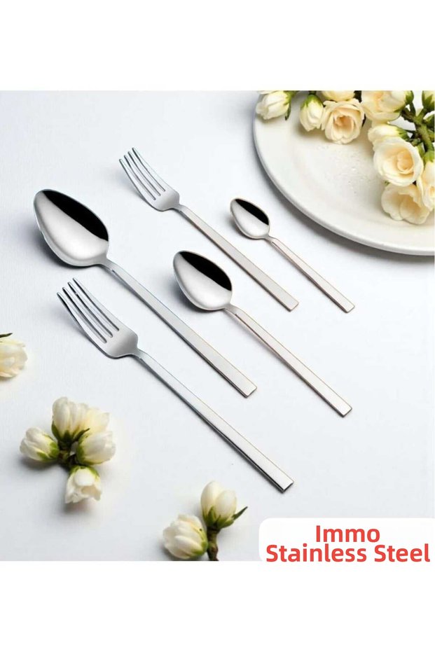 (18/10) 60 Piece Cutlery Set for 12 People Stainless Steel Cutlery Set Lilyum Immo Çelik