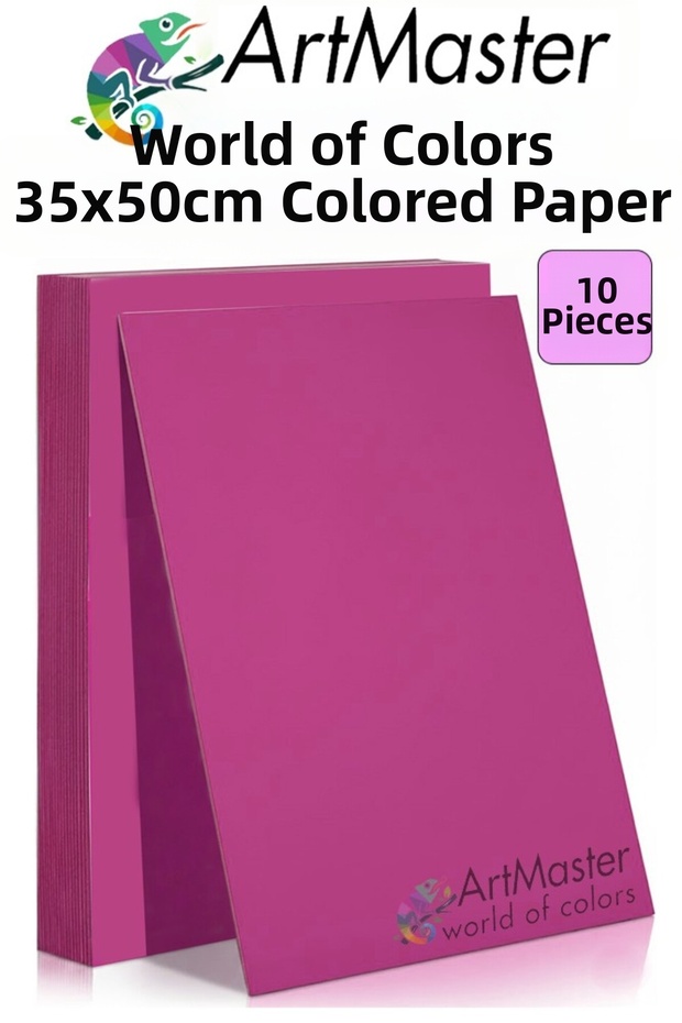 Pink Colored Cardboard 35X50 cm 10 Pieces 1 Pack Colored Hard Cardboard 1.0 mm Kindergarten Hobby Activity School