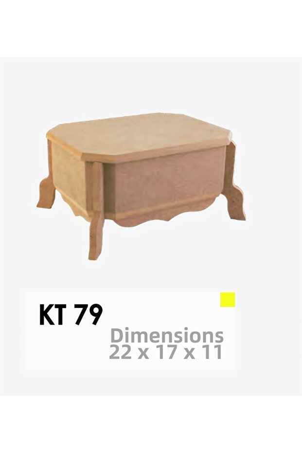 Raw Wooden Legged Chest Box 22X17X11 cm | Paintable Decorative Mini Coffee Table Kt79