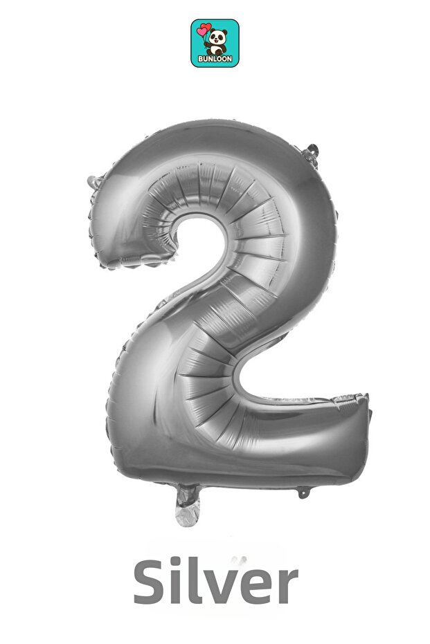 Silver Color 2 Number Foil Balloon 34 Inches (76 cm)