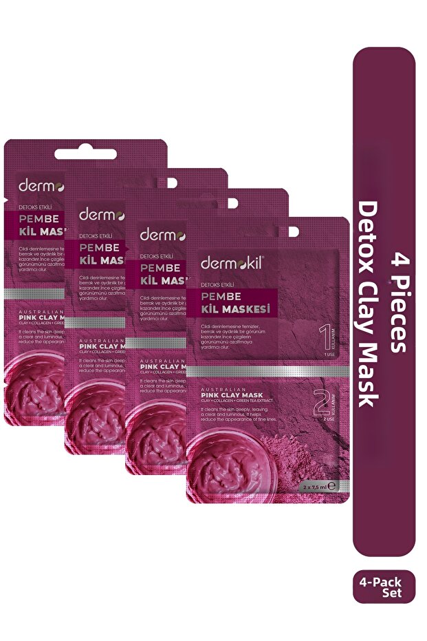 Detox Effect Pink Clay Mask Set of 4