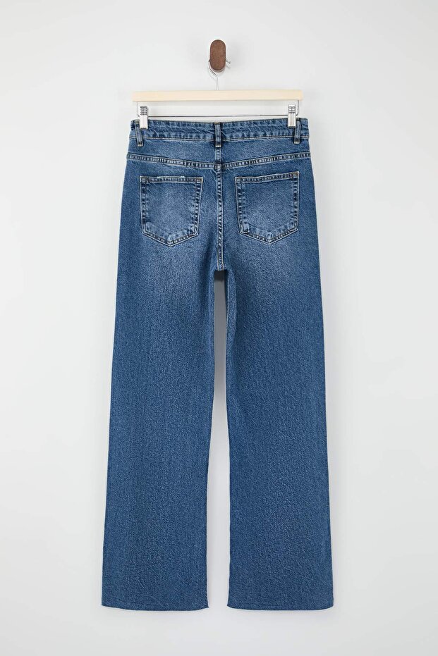 Mavi Normal Bel Uzun Boy Az Esnek Wide Leg Jeans TWOSS26JE00119 - 6
