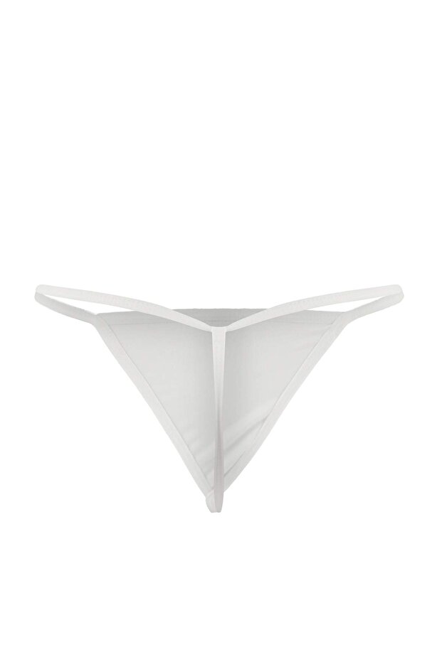 Beyaz Büzgülü İp Askılı Külotlu Babydoll/Fantezi Gecelik THMAW26LL00014 - 9