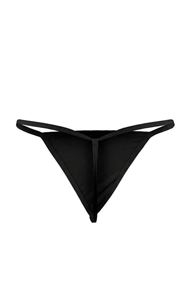 Siyah Büzgülü İp Askılı Külotlu Babydoll/Fantezi Gecelik THMAW26LL00014 - 6