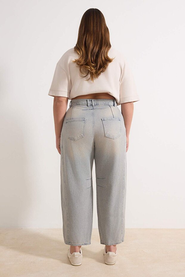Mavi*001 Yüksek Bel Bagyy Fit %100 Pamuk Non-Stretch Büyük Beden Jeans TBBSS25CJ00000 - 4