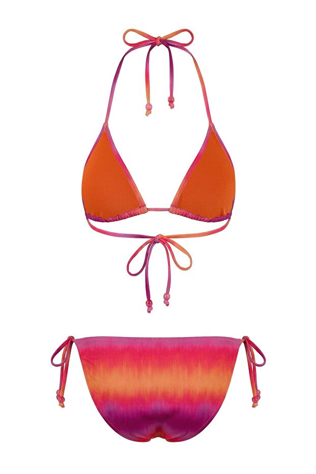 Soyut Desenli Üçgen Kaplı Normal Bel Regular Bikini Takımı TBESS26BT00049 - 5