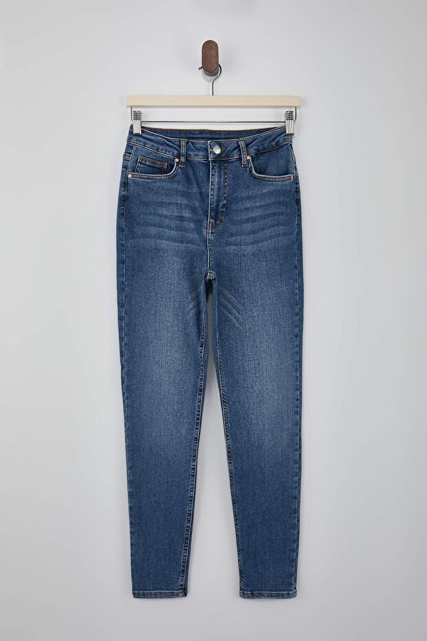Mavi Yüksek Bel Ekstra Esnek Skinny Vücudu Saran Jeans TWOSS26JE00155 - 5