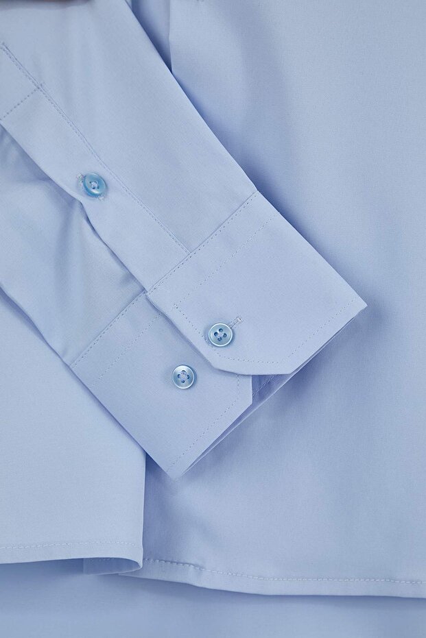 Açık Mavi Normal Kalıp/Regular Fit Gabardin Dokulu Kolay Ütülenir Erkek Dokuma Gömlek TMNSS26GO00006 - 5