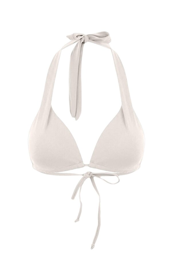 Ekru Üçgen Tünelli Kaplı Bikini Üstü TBESS26BU00001 - 5