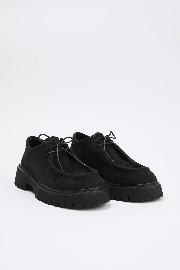 Siyah Süet Kadın Loafer Ayakkabı TAKAW26LA00013 - 4