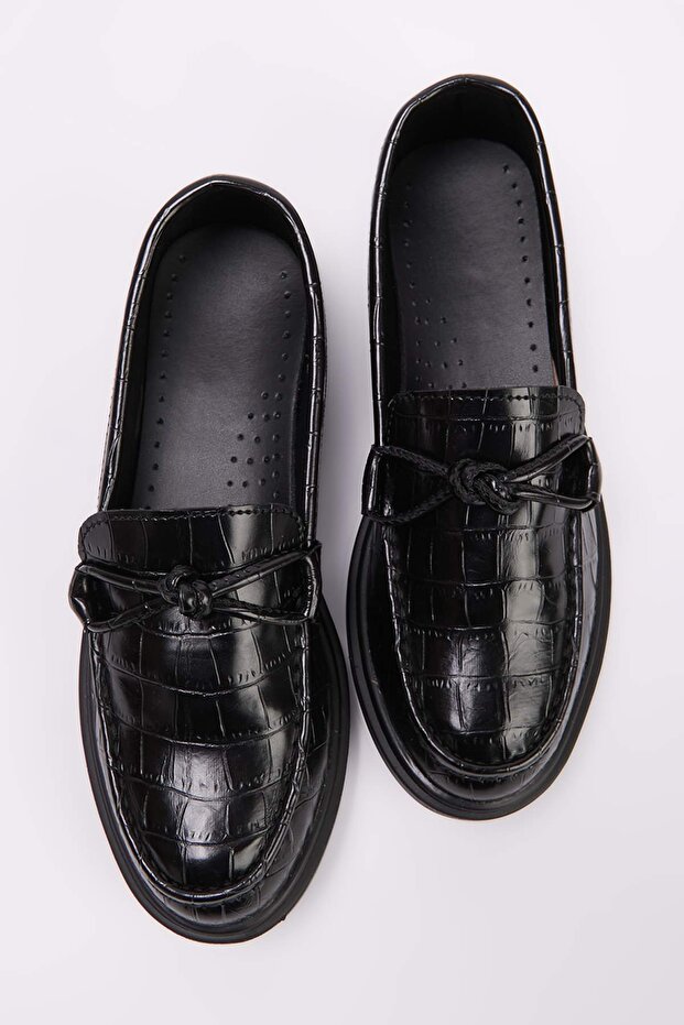 Siyah Fiyonklu Kadın Loafer Ayakkabı TAKSS26LA00004 - 6
