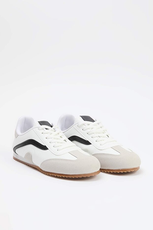 Beyaz Renk Bloklu Kadın Sneaker TAKSS26SN00001 - 4
