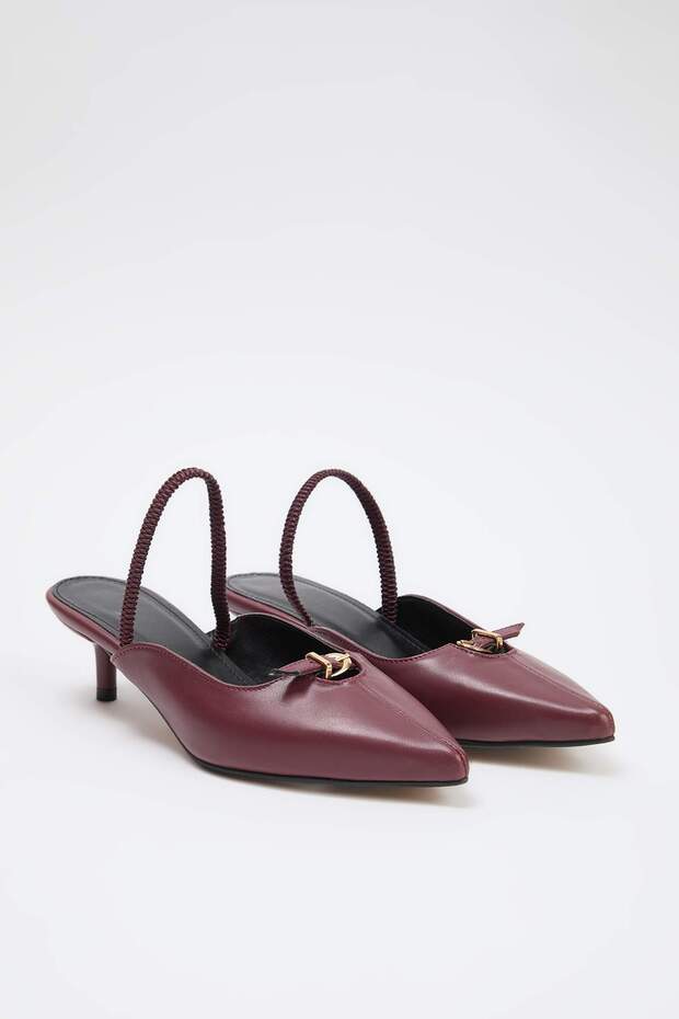 Bordo Toka Detaylı 4,5 cm Kadın Klasik Topuklu Ayakkabı TAKSS26TO00022 - 2