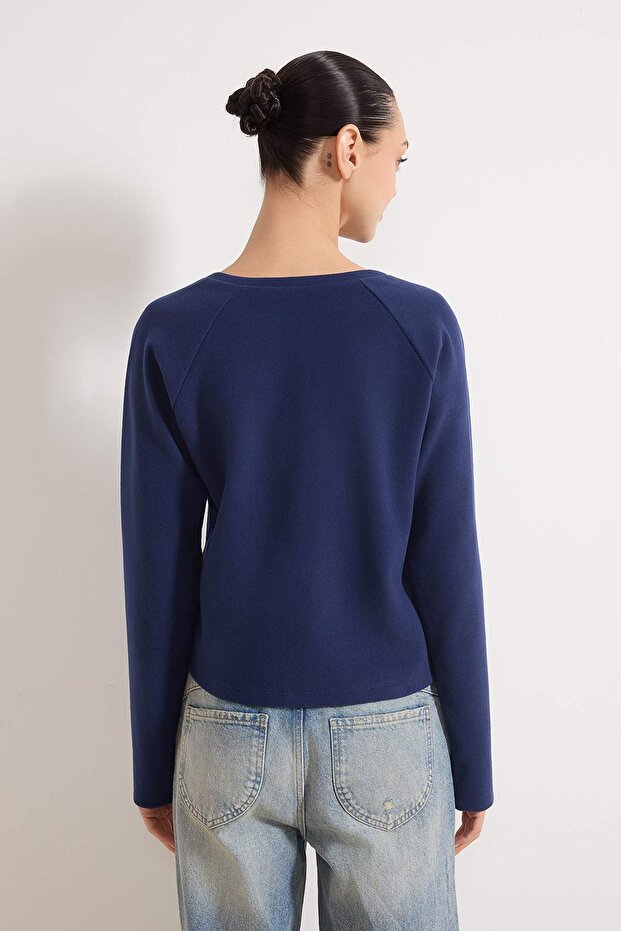 Lacivert Örme Bluz TWOAW26BZ00252 - 4