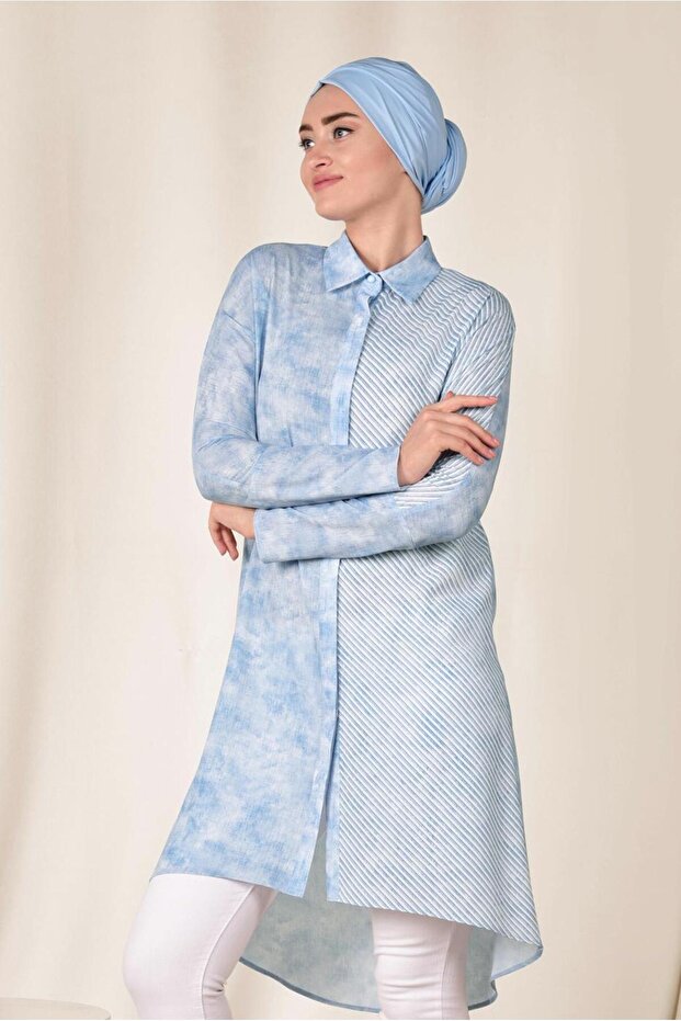 تونيك منقوش بخط من جانب واحد 4935 - 1