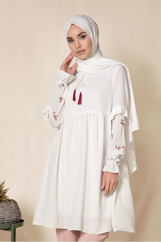 Embroidered Sleeves Bol Cut Tunic 4274