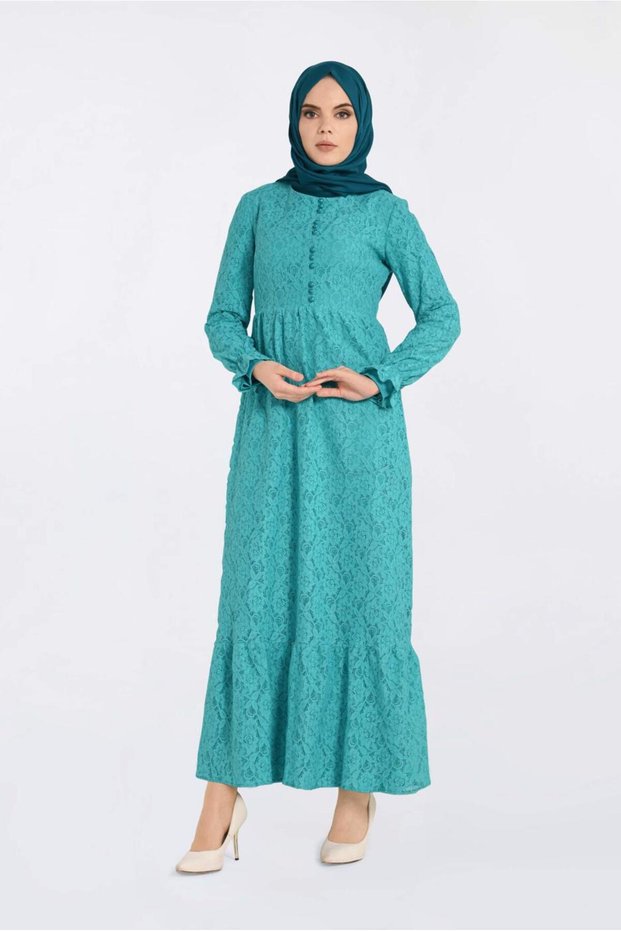 Lace Button Detailed Dress 4390-1