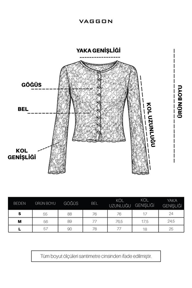 Siyah Düğmeli Dantel Bluz - 7