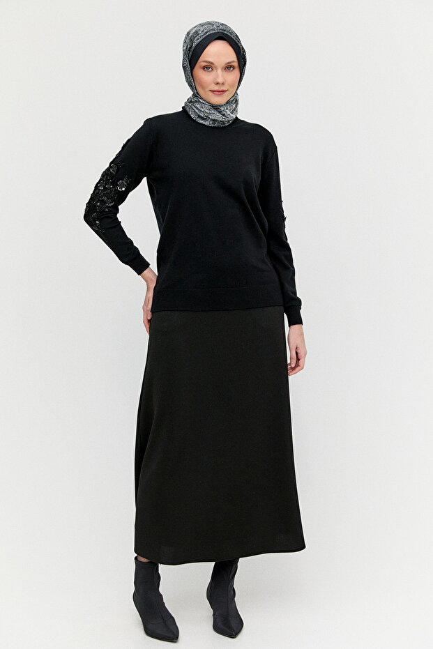 Çiçek Motifli Triko Tunik - 1