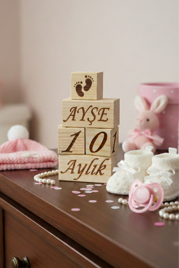 Name Is Written Wooden Mother Baby Memory Cubes Photo Shoot, Baby Memory Cubes Set