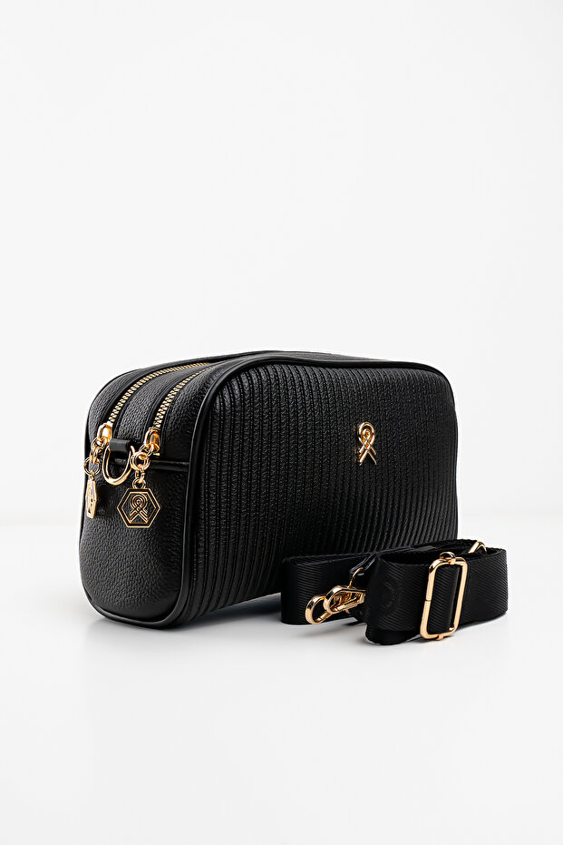Women's Black 2-Compartment Lined Wallet with Accessories, Crossbody and Shoulder Bag