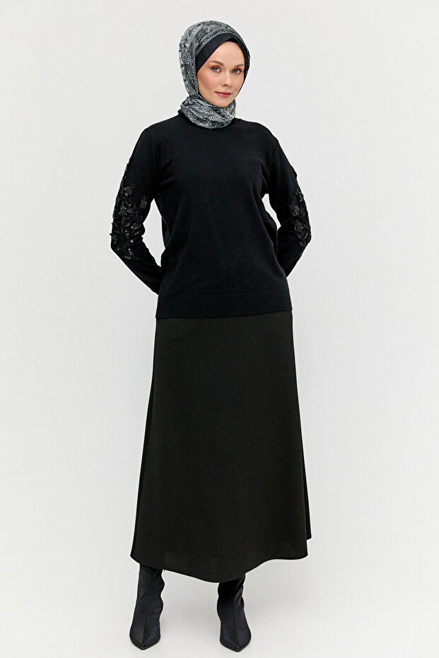 Çiçek Motifli Triko Tunik - 2