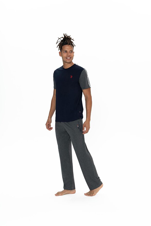 Men's Navy Blue Pajama Set - 18898