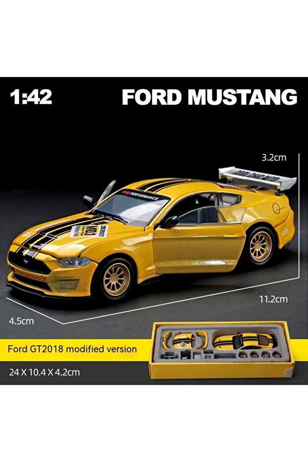 Maisto YELLOW CCA DIY Customizable 1:43 Scale Ford Mustang Alloy Car Model Kit - Unique Racing Car C