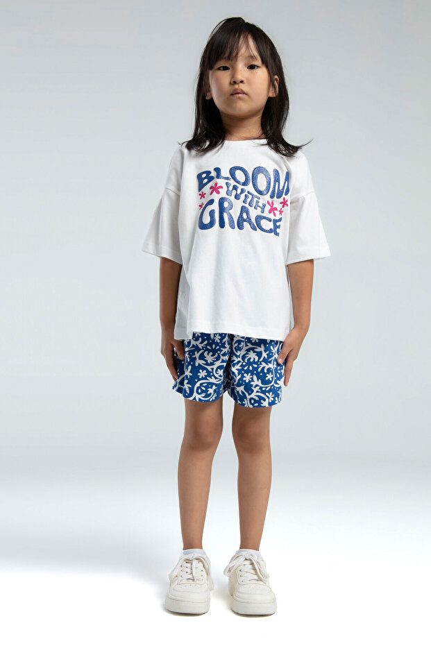 Kız Çocuk Beyaz Şort Takım - 1