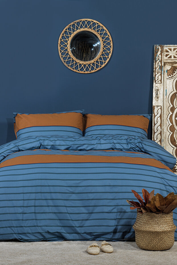 Arden Duvet Cover Set Single Size 100% Cotton Ranforce Fitted Sheet (160X220 cm)