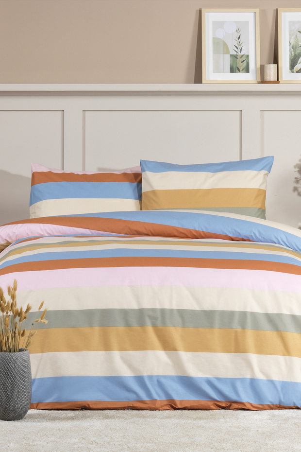 Archi Duvet Cover Set Single Size 100% Cotton Ranforce Fitted Sheet (160X220 cm)